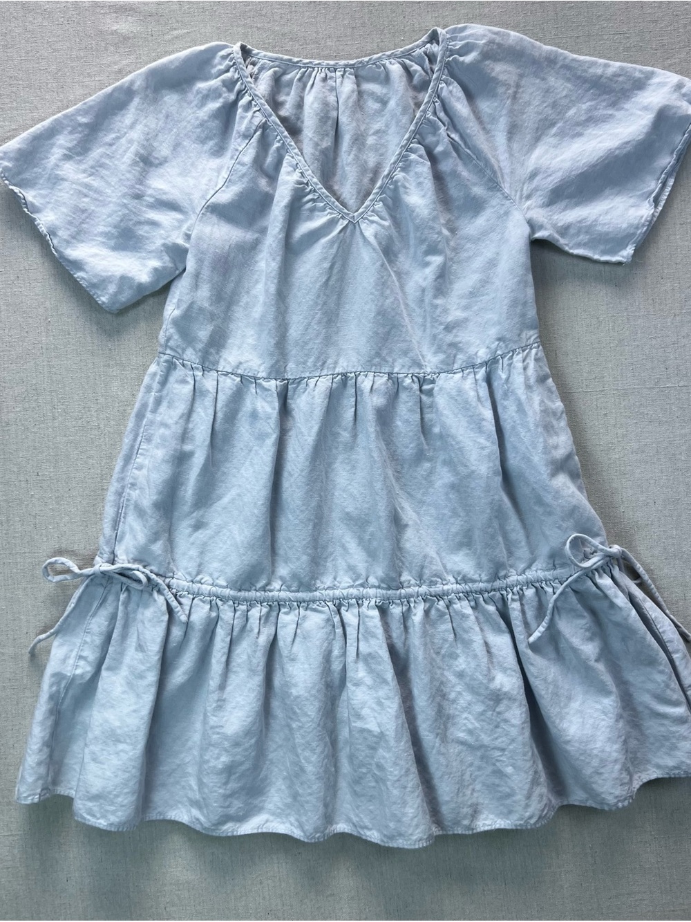 Madewell Light Blue Linen-Blend Babydoll Dress - M